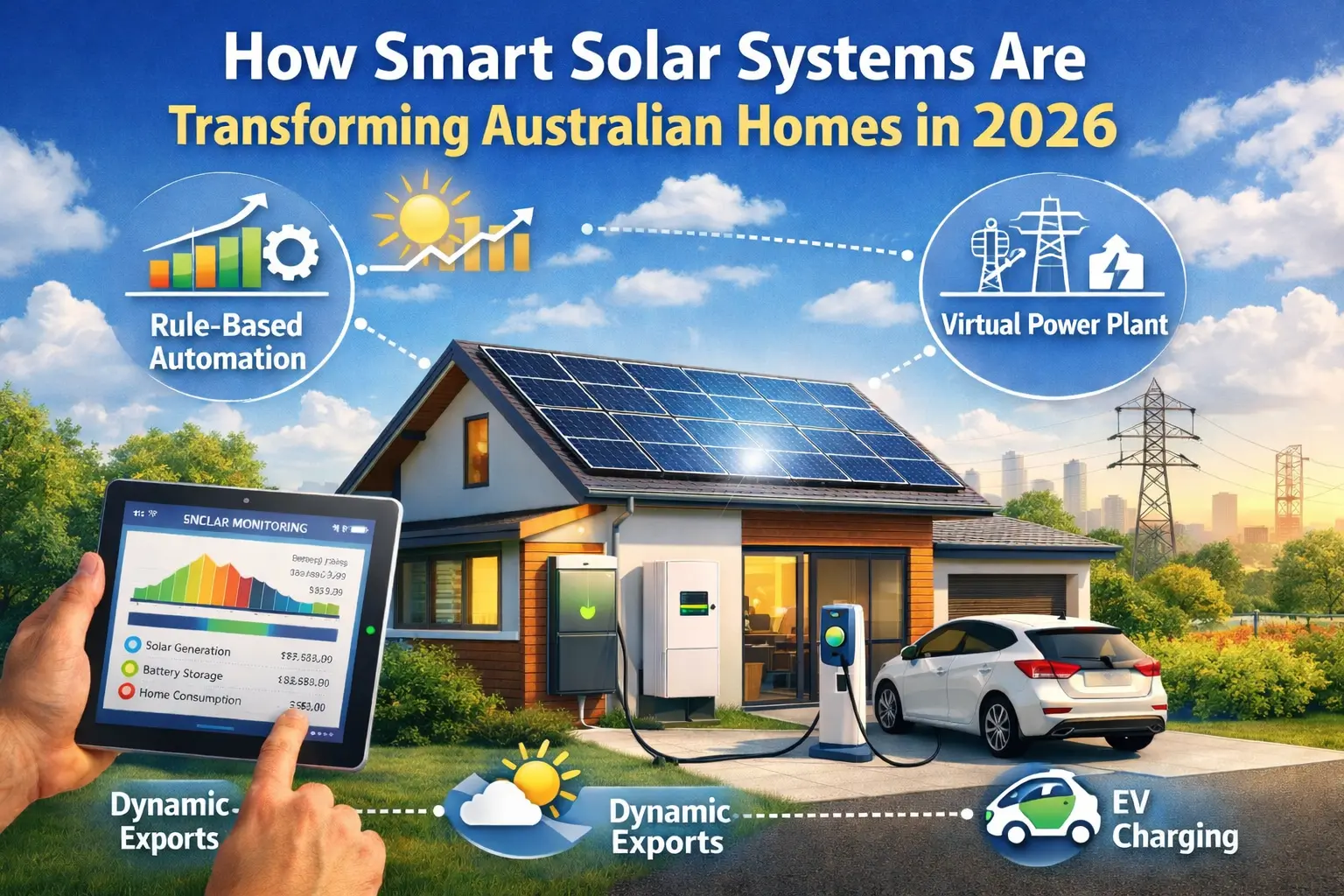Smart solar system with battery storage, EV charging and rule-based automation transforming Australian homes in 2026