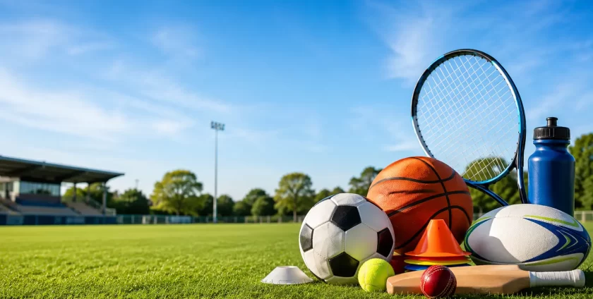 Sports equipment on a field representing Sports Club Grant Victoria 2026 funding opportunities