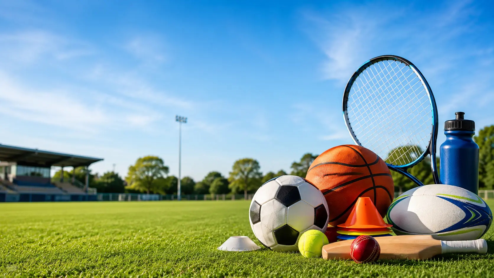 Sports equipment on a field representing Sports Club Grant Victoria 2026 funding opportunities